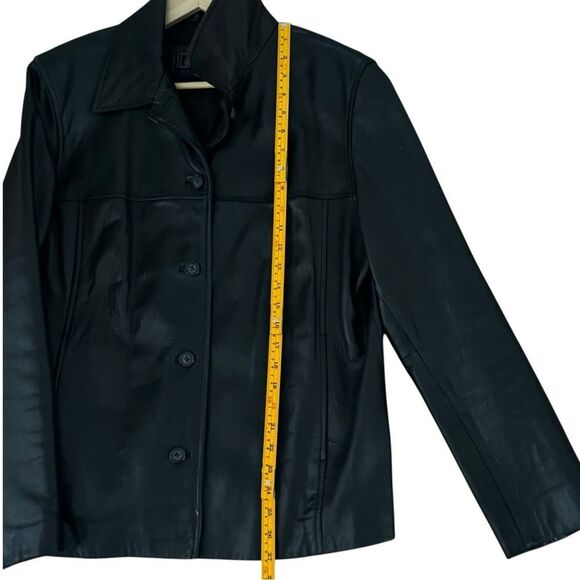 JLC Vintage Long Sleeve Black Leather Button Up Jacket. Outerwear. XL. - Picture 4 of 9